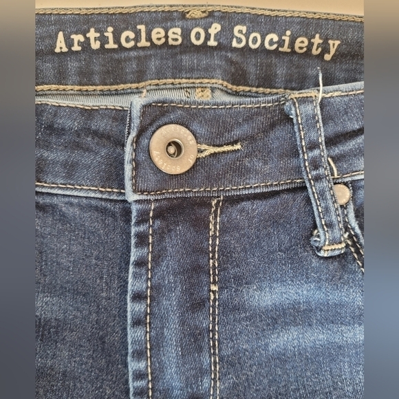 Articles of Society Low Rise Whiskered Denim Raw Hem Skinny Jeans - Size 25 - Picture 3 of 9